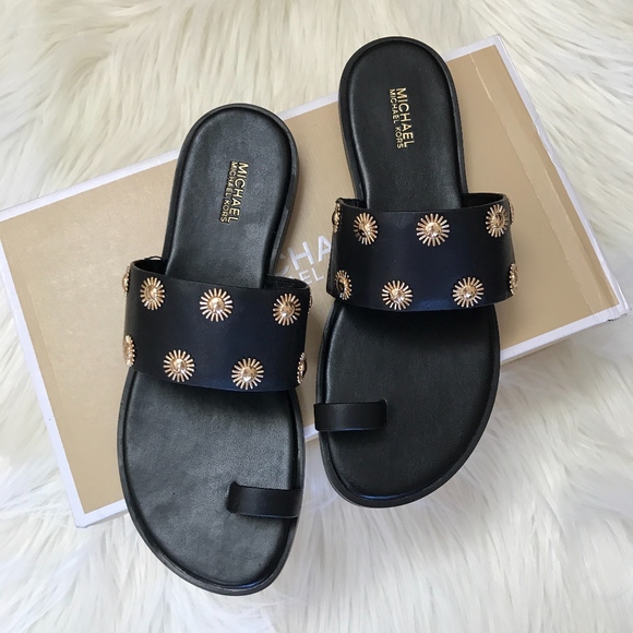 Michael Kors Shoes - Michael Kors Gold Studded Carol Toe Thong Sandal